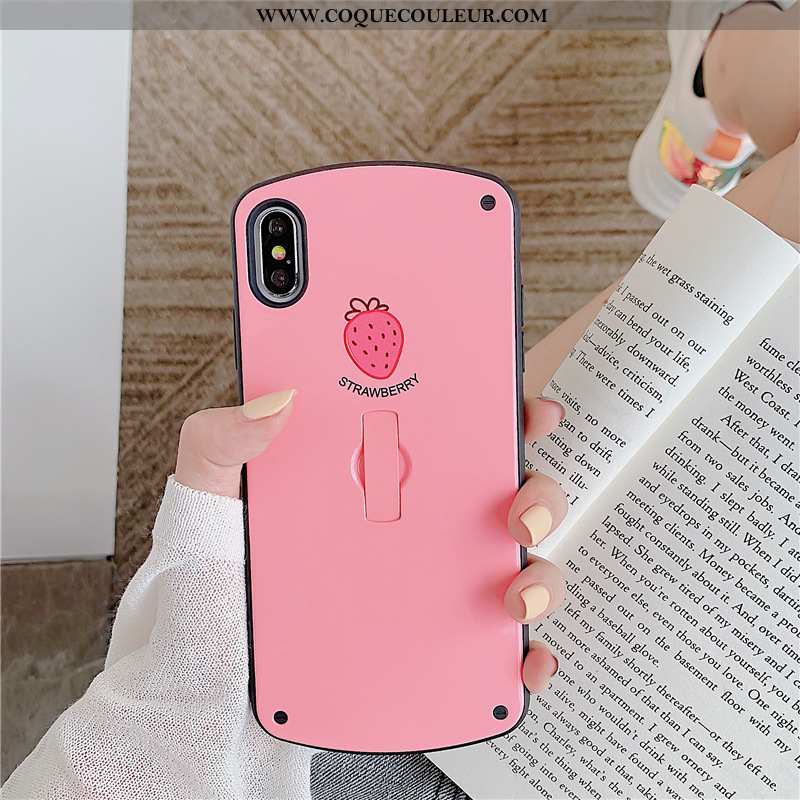 Coque iPhone Xs Créatif Rose Étui, Housse iPhone Xs Fluide Doux Support