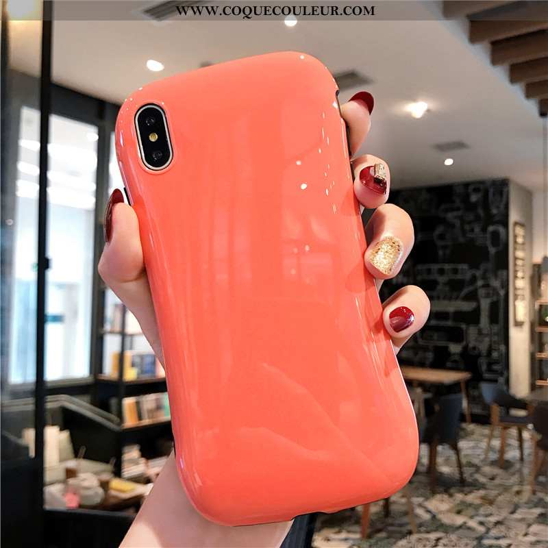 Housse iPhone Xs Protection Simple Incassable, Étui iPhone Xs Fluide Doux Amoureux Orange