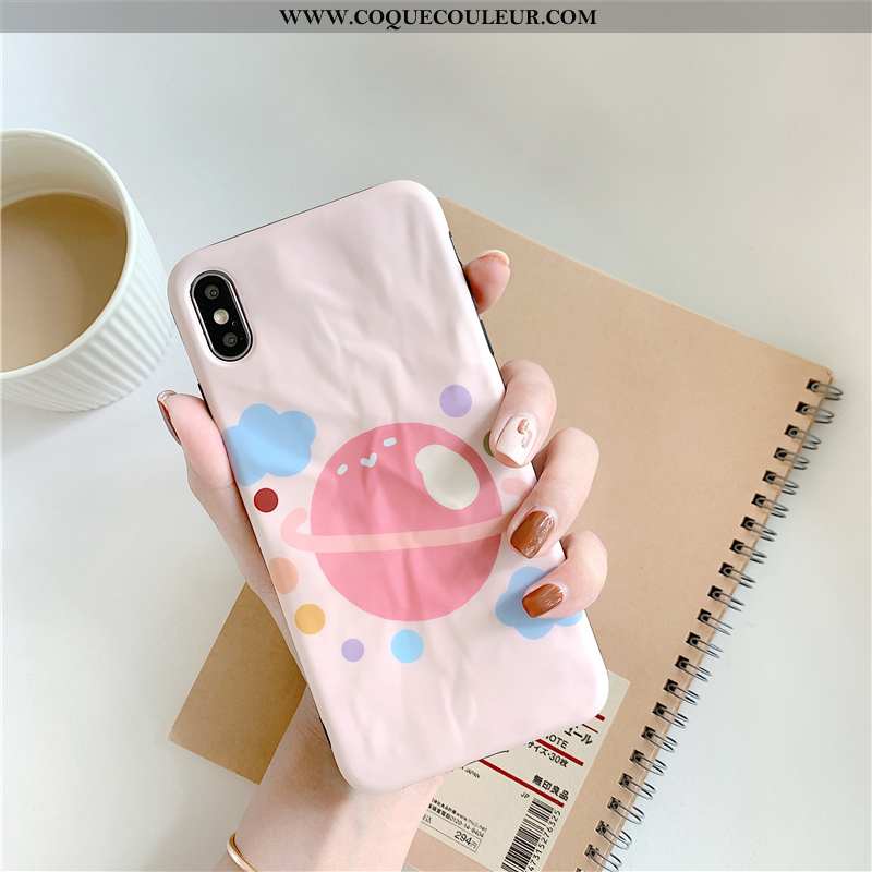 Étui iPhone Xs Modèle Fleurie Amoureux Planète, Coque iPhone Xs Protection Créatif Rose