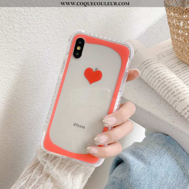 Housse iPhone Xs Transparent Coque Téléphone Portable, Étui iPhone Xs Tendance Incassable Rouge