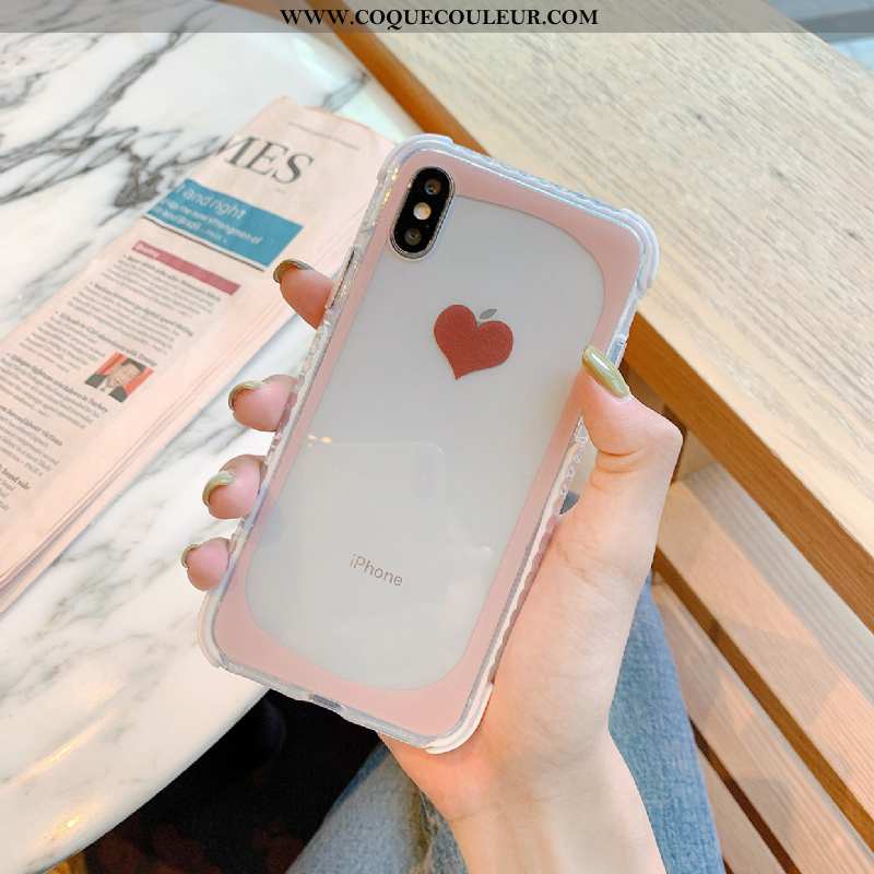 Housse iPhone Xs Transparent Coque Téléphone Portable, Étui iPhone Xs Tendance Incassable Rouge