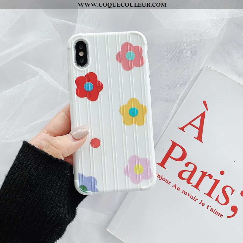 Coque iPhone Xs Silicone Fleurs Téléphone Portable, Housse iPhone Xs Protection Rouge