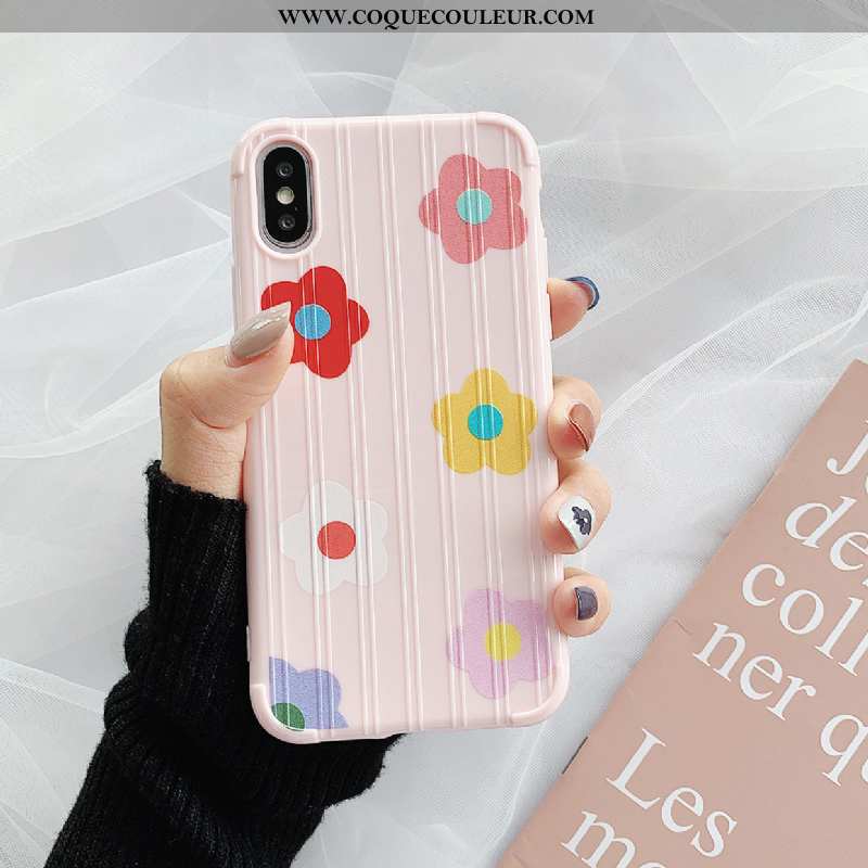 Coque iPhone Xs Silicone Fleurs Téléphone Portable, Housse iPhone Xs Protection Rouge