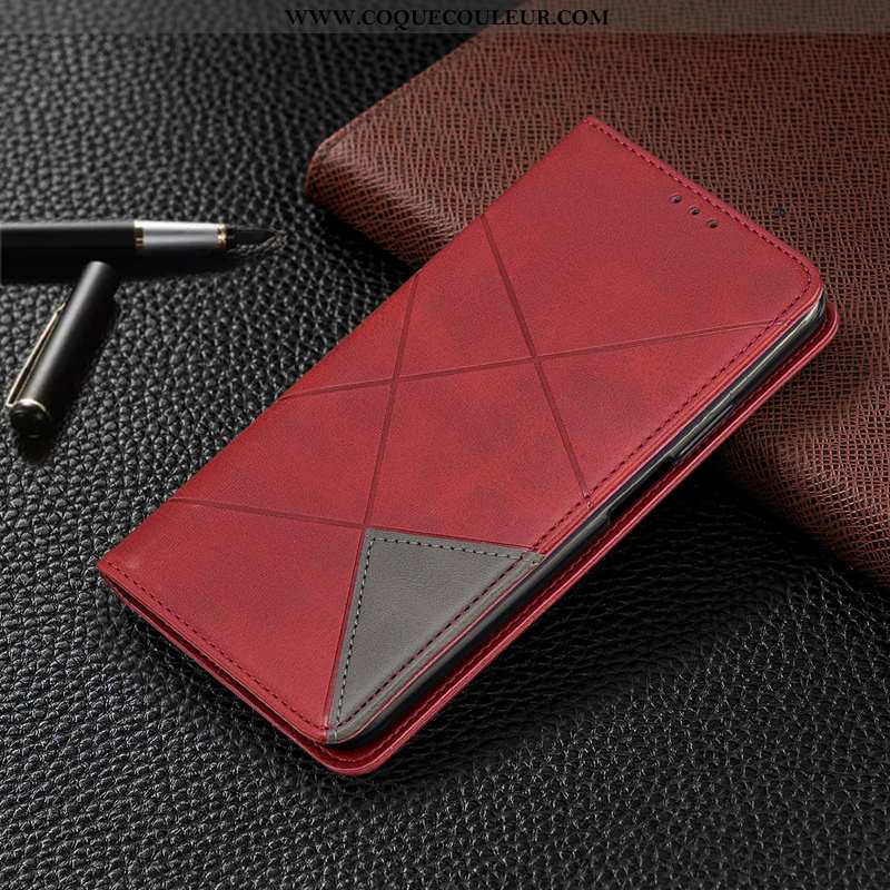 Coque iPhone Xs Portefeuille Tout Compris Coque, Housse iPhone Xs Cuir Rouge