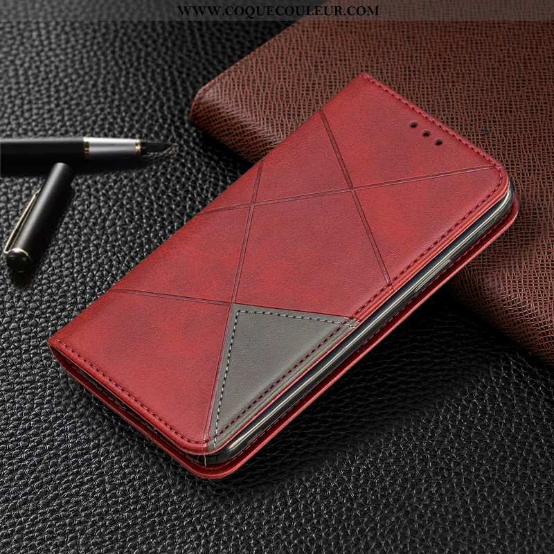 Coque iPhone Xs Portefeuille Tout Compris Coque, Housse iPhone Xs Cuir Rouge