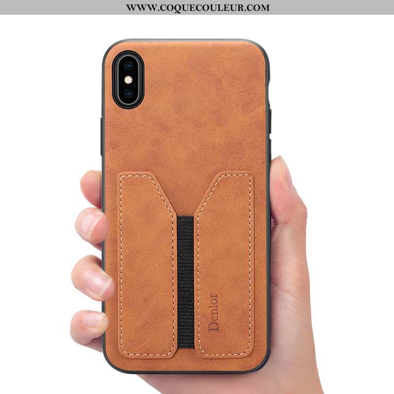 Housse iPhone Xs Cuir Coque Téléphone Portable, Étui iPhone Xs Portefeuille Gris