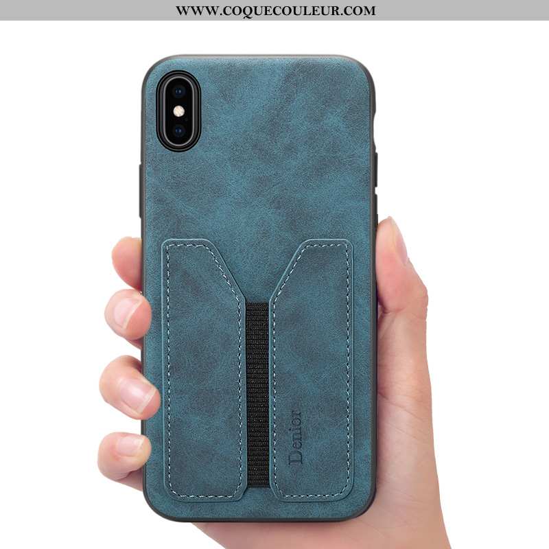 Housse iPhone Xs Cuir Coque Téléphone Portable, Étui iPhone Xs Portefeuille Gris