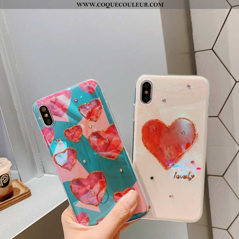 Housse iPhone Xs Personnalité Amour Bleu, Étui iPhone Xs Créatif Coque Bleu