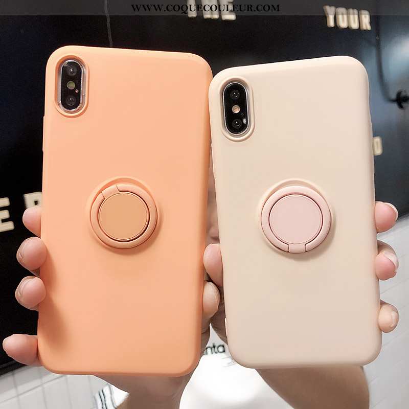 Étui iPhone Xs Silicone Simple Fluide Doux, Coque iPhone Xs Créatif Tendance Rose