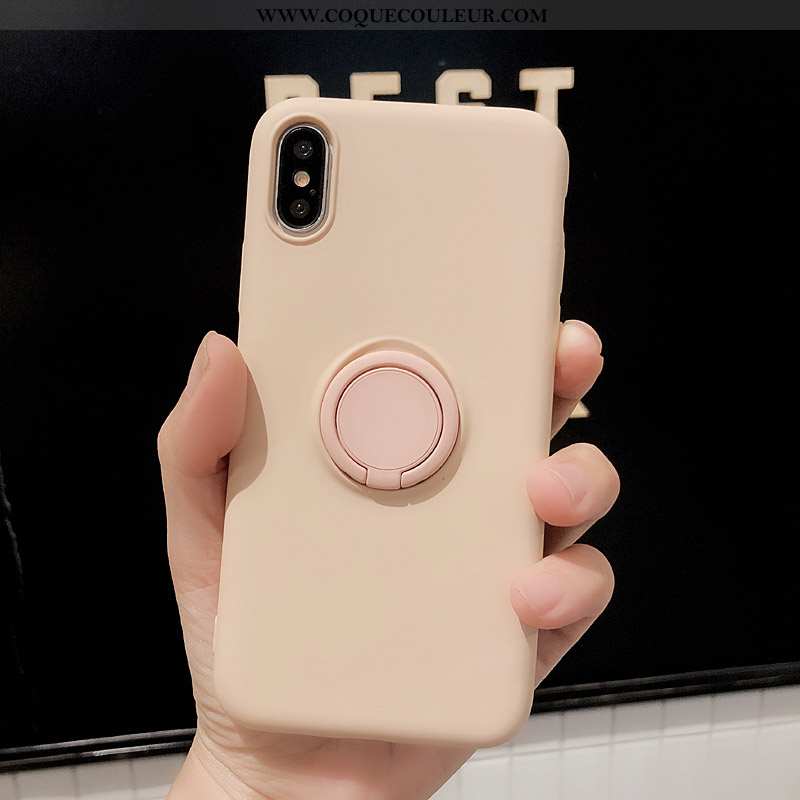 Étui iPhone Xs Silicone Simple Fluide Doux, Coque iPhone Xs Créatif Tendance Rose