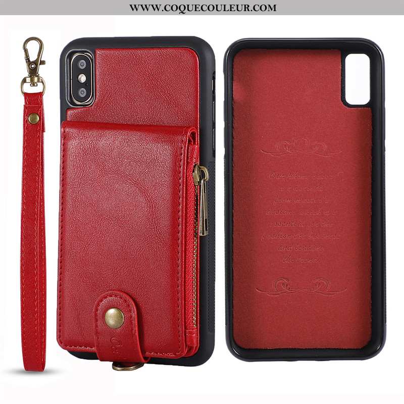 Coque iPhone Xs Portefeuille Incassable Protection Véritable, Housse iPhone Xs Cuir Luxe Noir