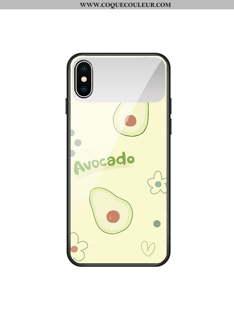 Étui iPhone Xs Verre Fruit Maquillage, Coque iPhone Xs Cœur Verte