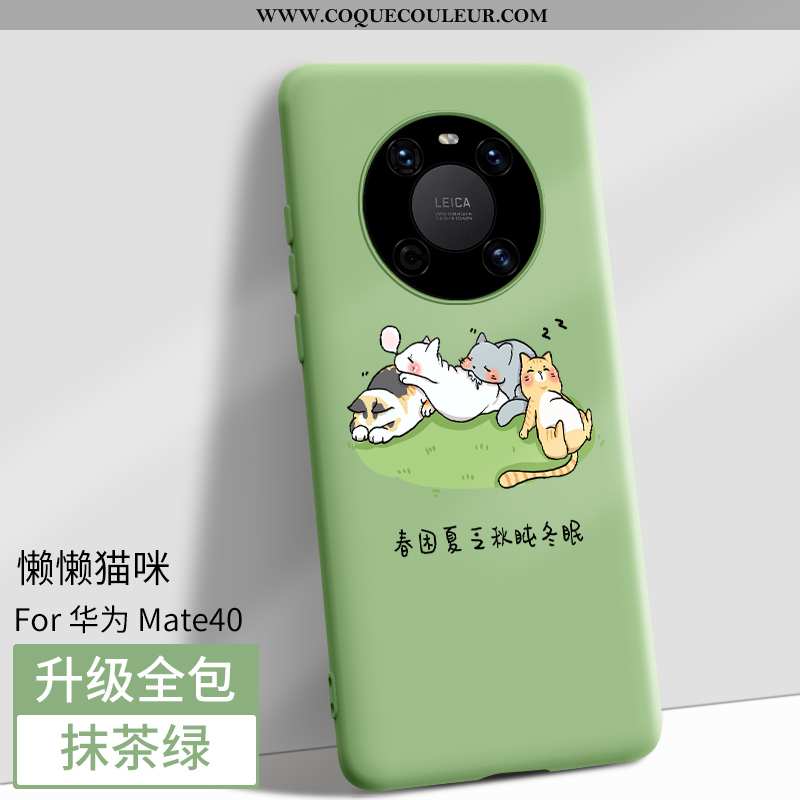 Étui Huawei Mate 40 Fluide Doux Noir Tout Compris, Coque Huawei Mate 40 Dessin Animé Téléphone Porta