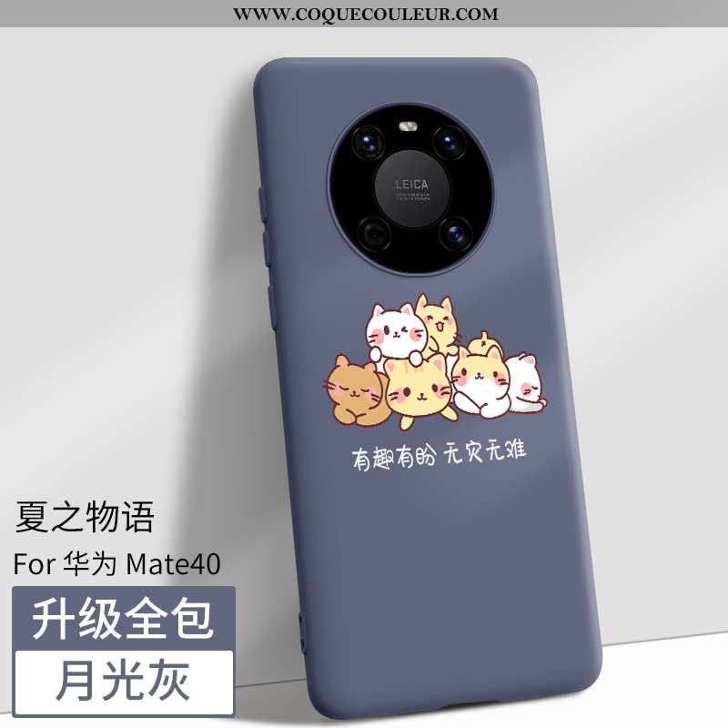 Étui Huawei Mate 40 Fluide Doux Noir Tout Compris, Coque Huawei Mate 40 Dessin Animé Téléphone Porta