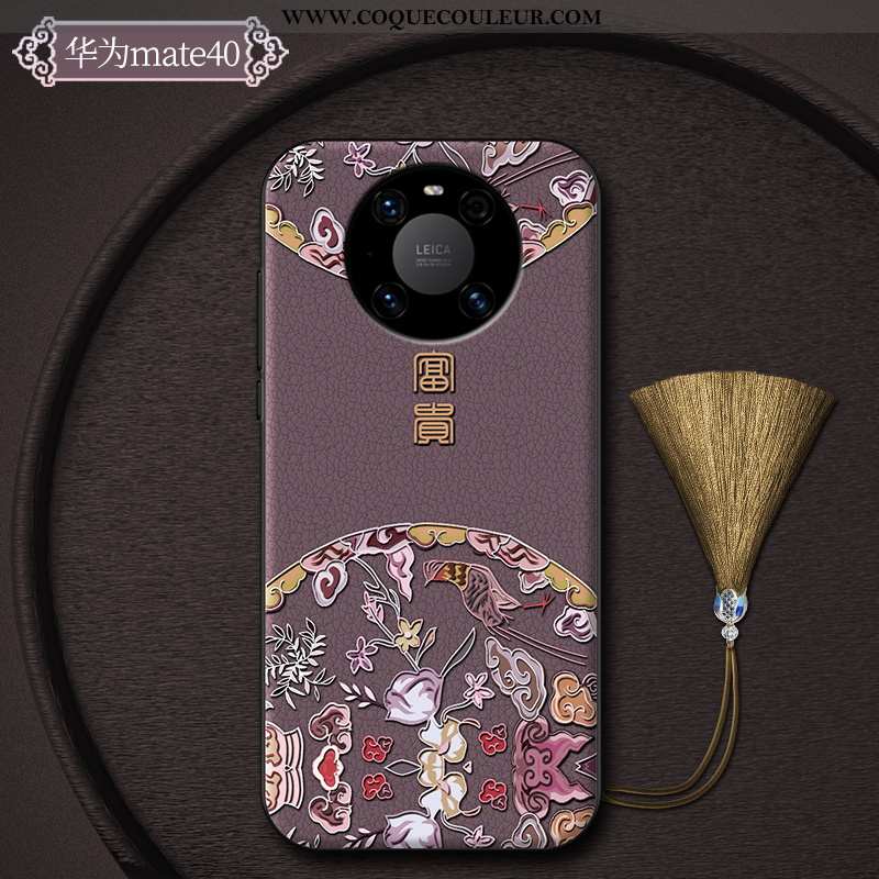 Coque Huawei Mate 40 Personnalité Incassable Mode, Housse Huawei Mate 40 Créatif Style Chinois Viole