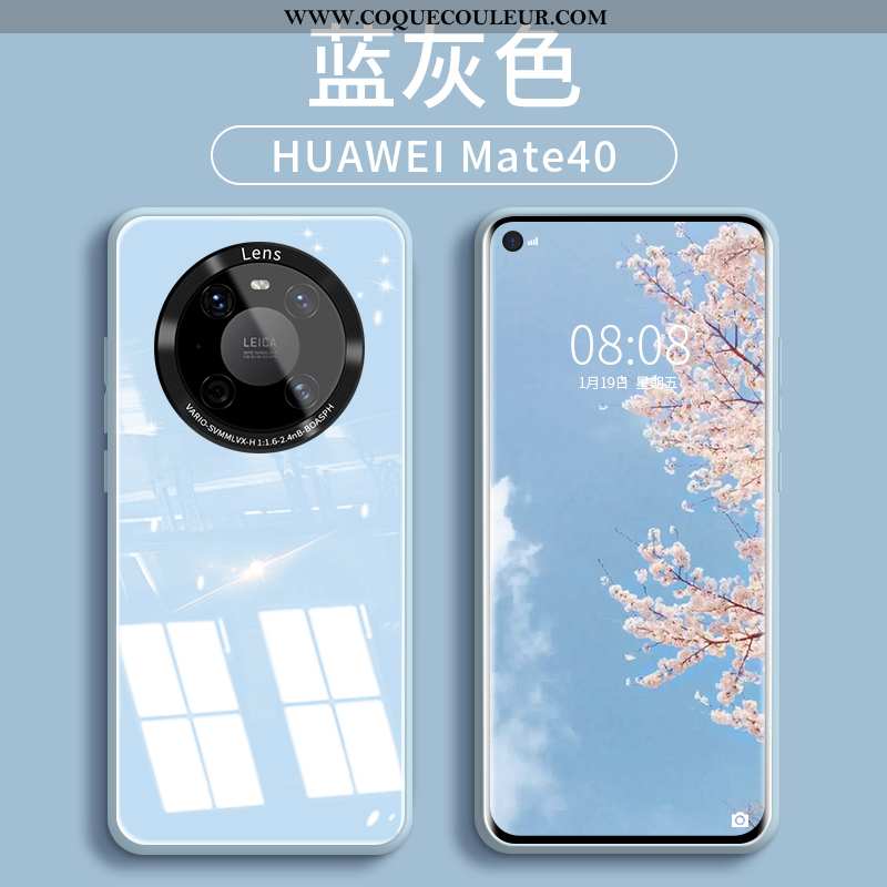 Housse Huawei Mate 40 Créatif Silicone Bleu, Étui Huawei Mate 40 Tendance Téléphone Portable Bleu
