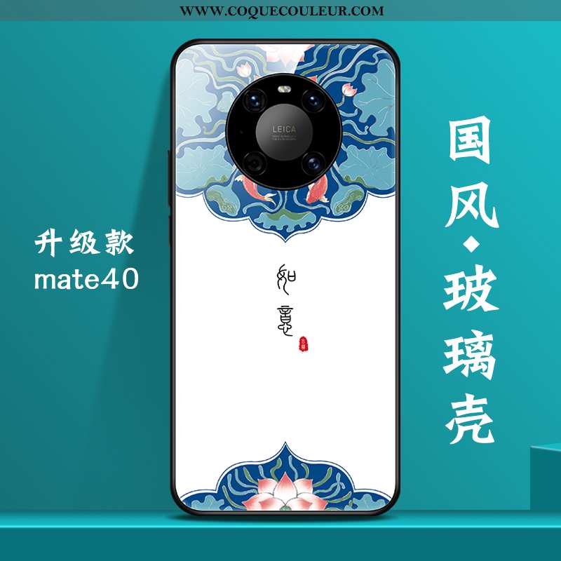 Housse Huawei Mate 40 Verre Nouveau Bleu, Étui Huawei Mate 40 Personnalité Vent Bleu