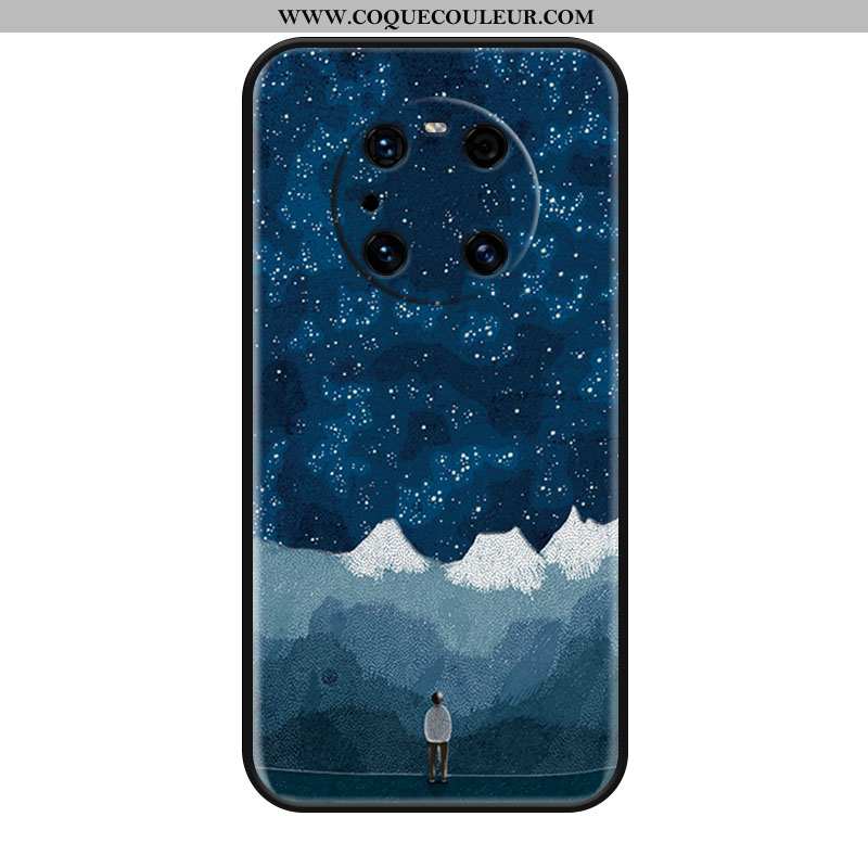 Étui Huawei Mate 40 Pro Créatif Bleu Téléphone Portable, Coque Huawei Mate 40 Pro Gaufrage Protectio