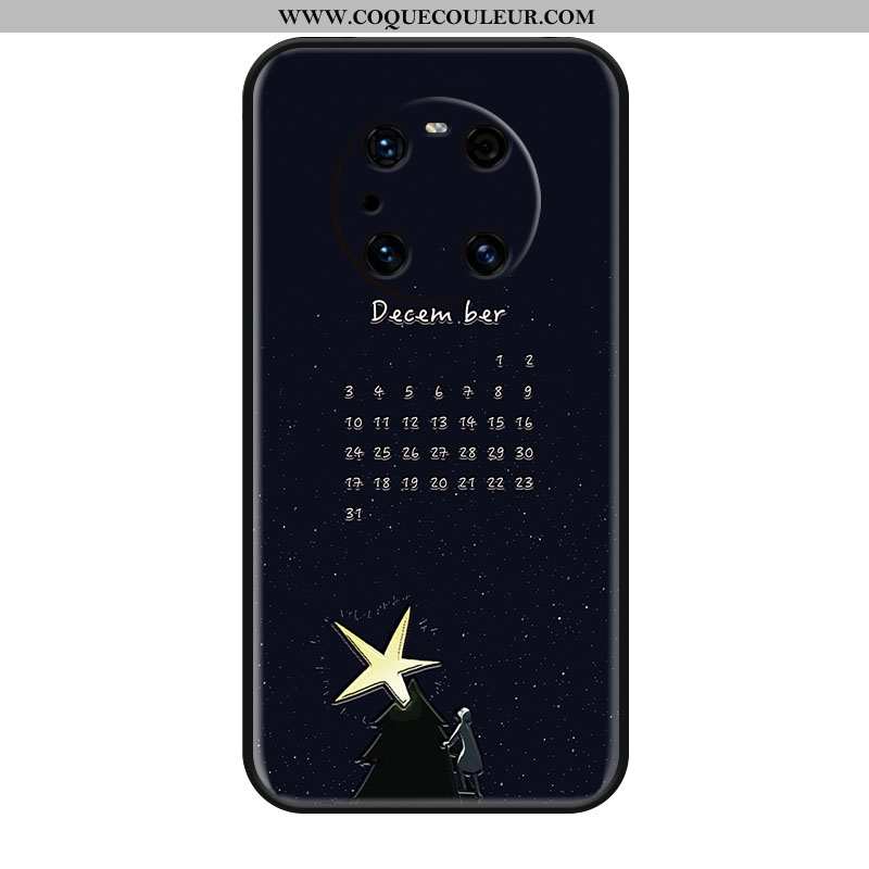 Étui Huawei Mate 40 Pro Gaufrage Créatif Étoile, Coque Huawei Mate 40 Pro Tendance Protection Noir