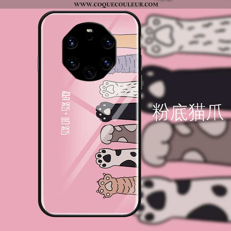 Housse Huawei Mate 40 Rs Dessin Animé Frais Protection, Étui Huawei Mate 40 Rs Tendance Chat Rose