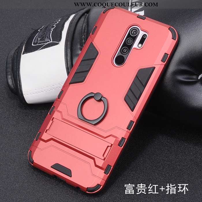 Coque Xiaomi Redmi 9 Protection Incassable Support, Housse Xiaomi Redmi 9 Délavé En Daim Noir