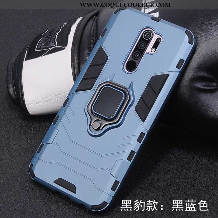 Coque Xiaomi Redmi 9 Protection Incassable Support, Housse Xiaomi Redmi 9 Délavé En Daim Noir