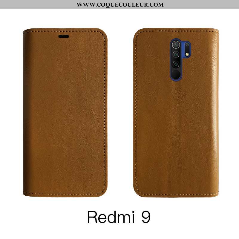 Housse Xiaomi Redmi 9 Cuir Véritable Téléphone Portable Incassable, Étui Xiaomi Redmi 9 Cuir Protect