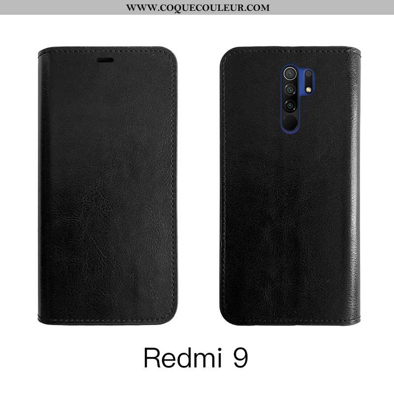 Housse Xiaomi Redmi 9 Cuir Véritable Téléphone Portable Incassable, Étui Xiaomi Redmi 9 Cuir Protect