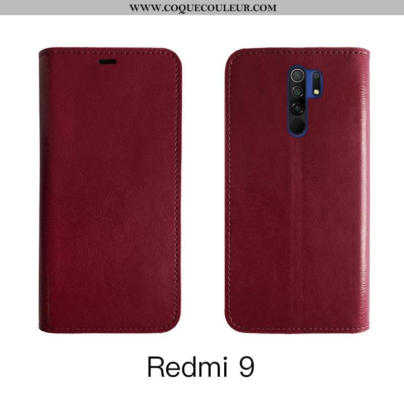 Housse Xiaomi Redmi 9 Cuir Véritable Téléphone Portable Incassable, Étui Xiaomi Redmi 9 Cuir Protect