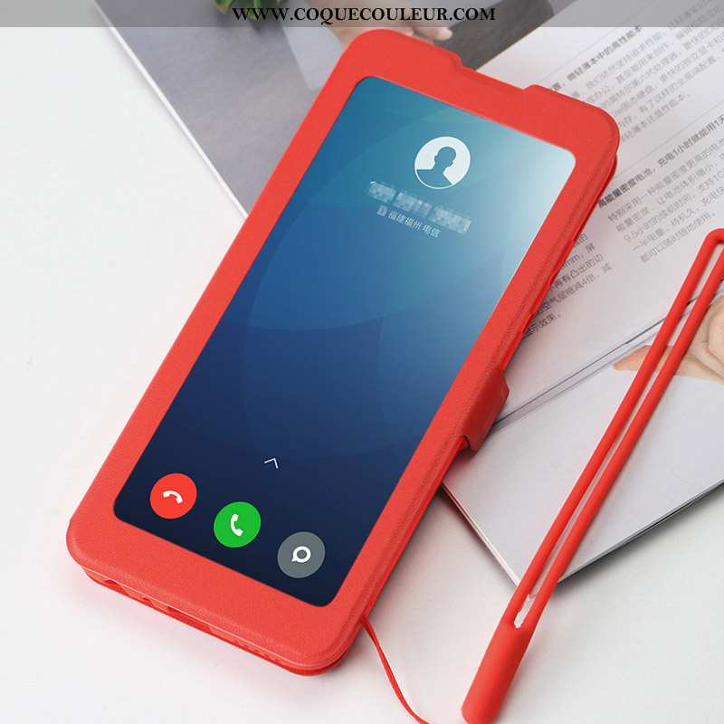 Étui Xiaomi Redmi 9 Protection Téléphone Portable Clamshell, Coque Xiaomi Redmi 9 Cuir Rouge Bleu