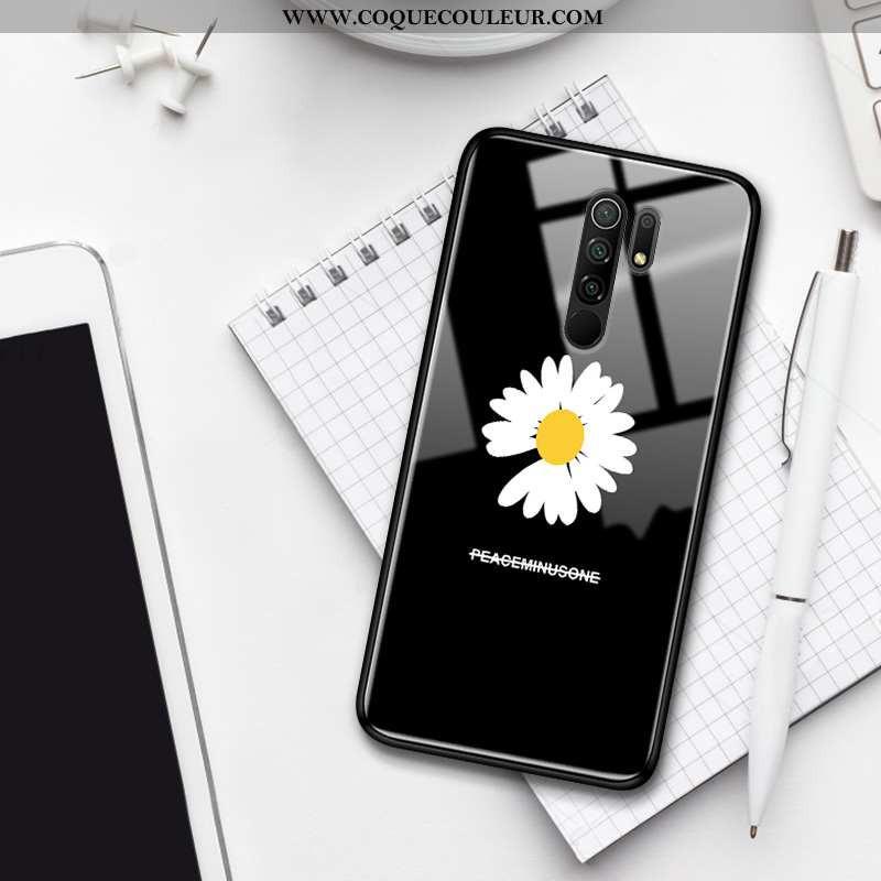 Étui Xiaomi Redmi 9 Tendance Protection Noir, Coque Xiaomi Redmi 9 Fluide Doux Verre Noir