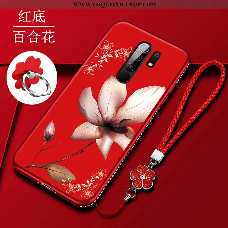 Étui Xiaomi Redmi 9 Créatif Délavé En Daim Petit, Coque Xiaomi Redmi 9 Ultra Rouge