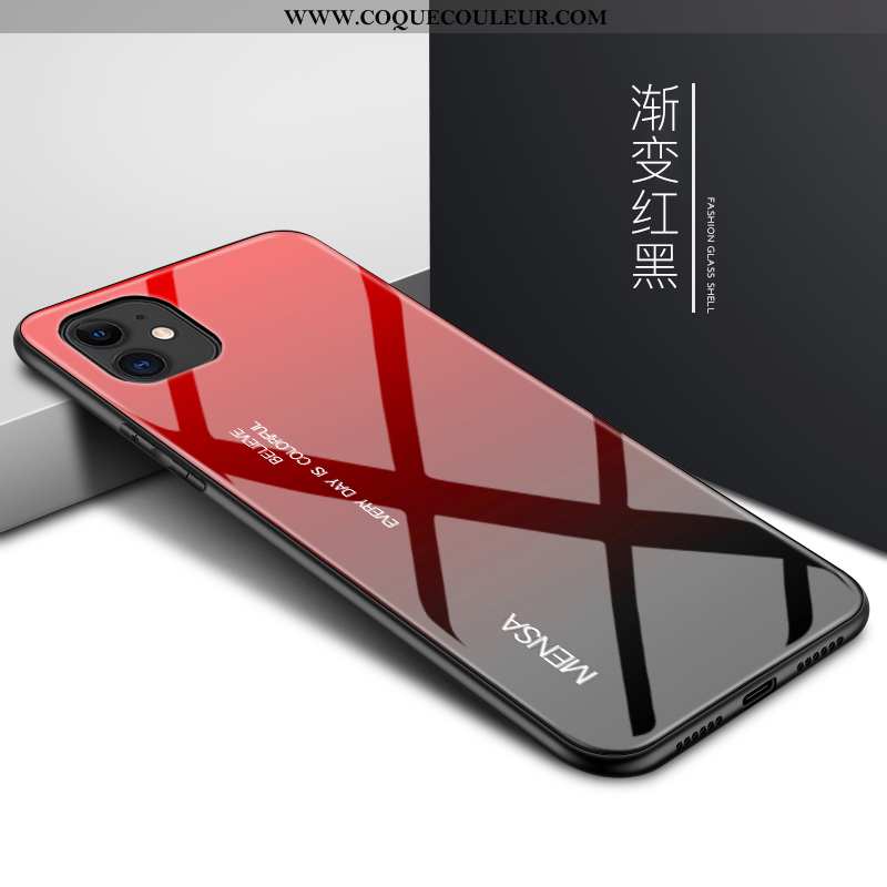 Housse iPhone 12 Mini Silicone Coque Verre, Étui iPhone 12 Mini Protection Rat Rouge