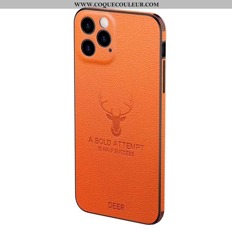 Étui iPhone 12 Pro Max Cuir Véritable Fluide Doux Amoureux, Coque iPhone 12 Pro Max Ultra Elk Orange