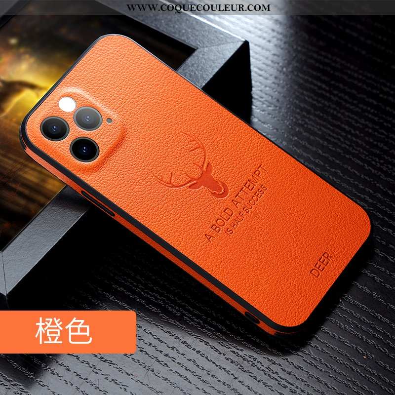 Étui iPhone 12 Pro Max Cuir Véritable Fluide Doux Amoureux, Coque iPhone 12 Pro Max Ultra Elk Orange