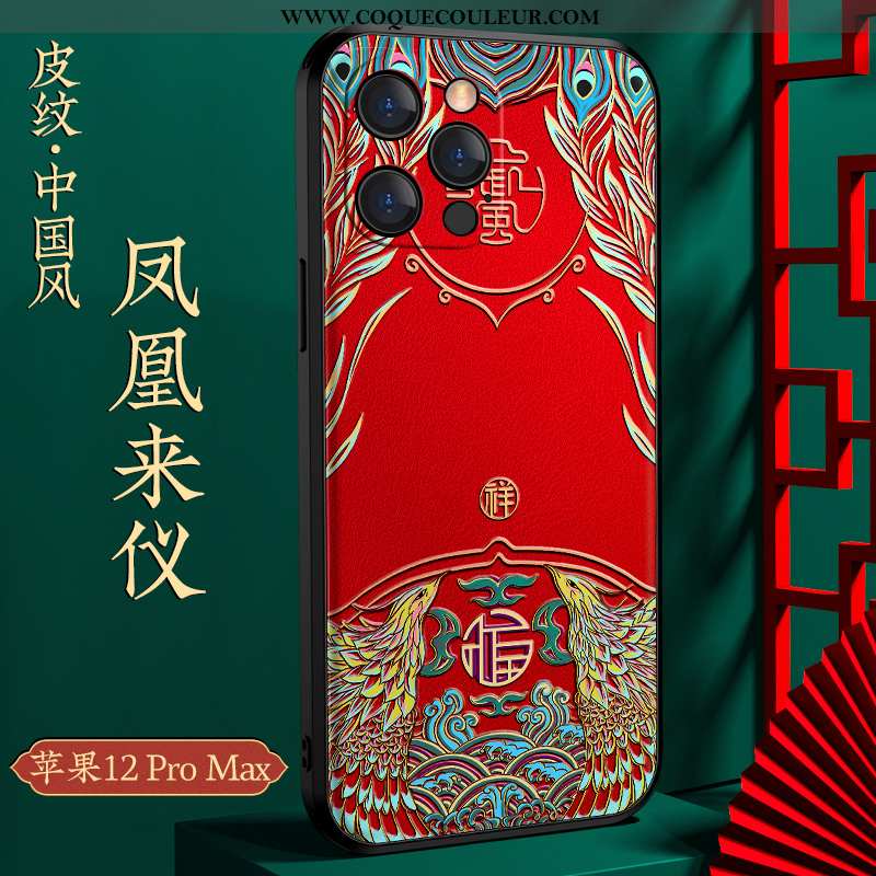 Housse iPhone 12 Pro Max Créatif Rouge Style Chinois, Étui iPhone 12 Pro Max Personnalité Coque