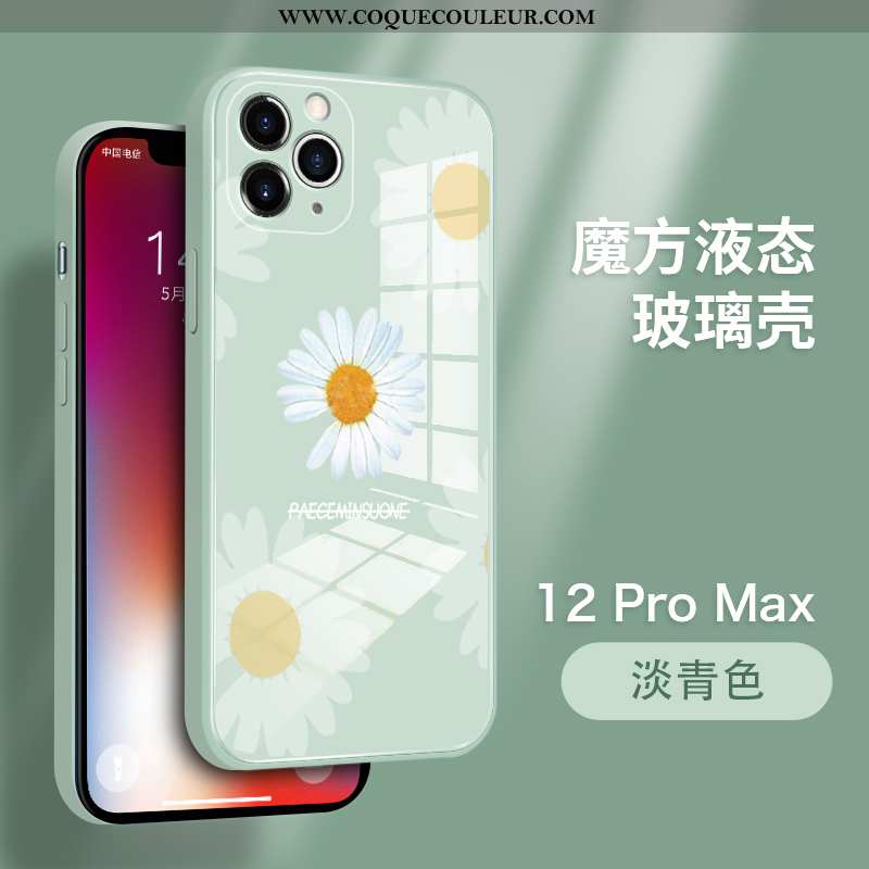 Housse iPhone 12 Pro Max Tendance Verre Coque, Étui iPhone 12 Pro Max Légère Ultra Bleu