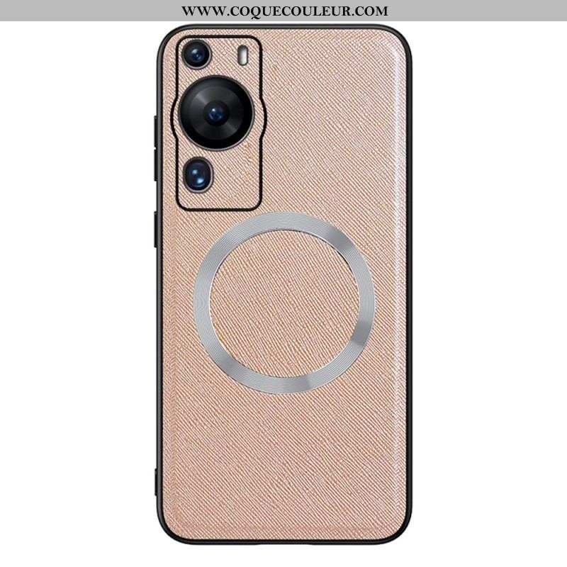 Coque Huawei P60 Pro Simili Cuir Compatible Magsafe