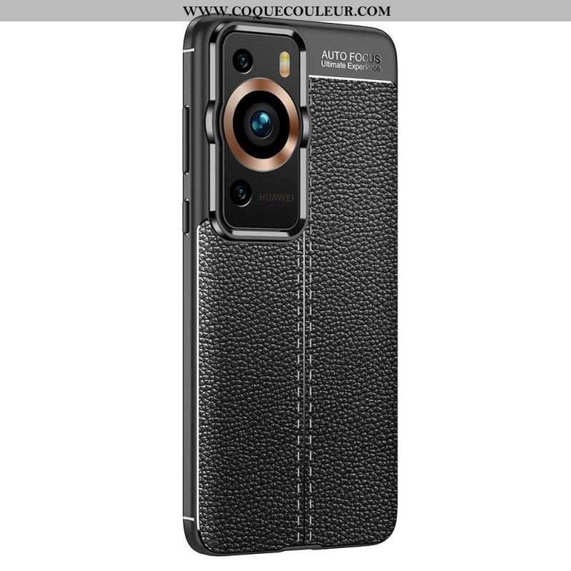 Coque Huawei P60 Pro Effet Cuir Litchi Double Line