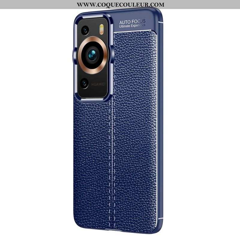 Coque Huawei P60 Pro Effet Cuir Litchi Double Line