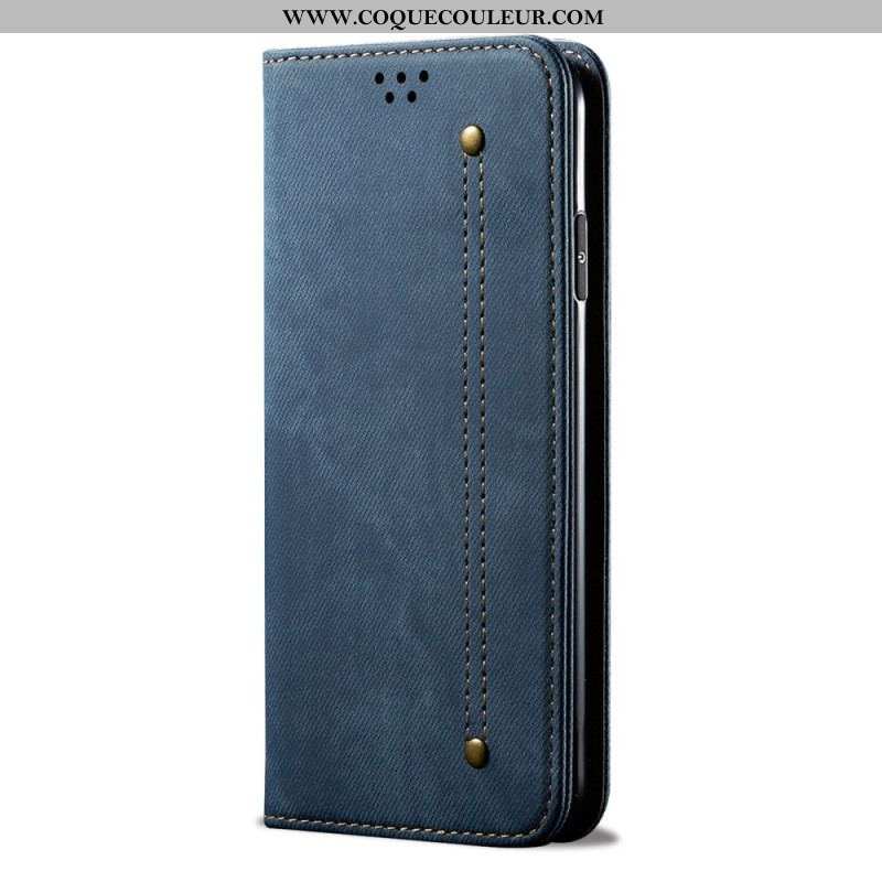 Flip Cover Huawei P60 Pro Tissu Jeans