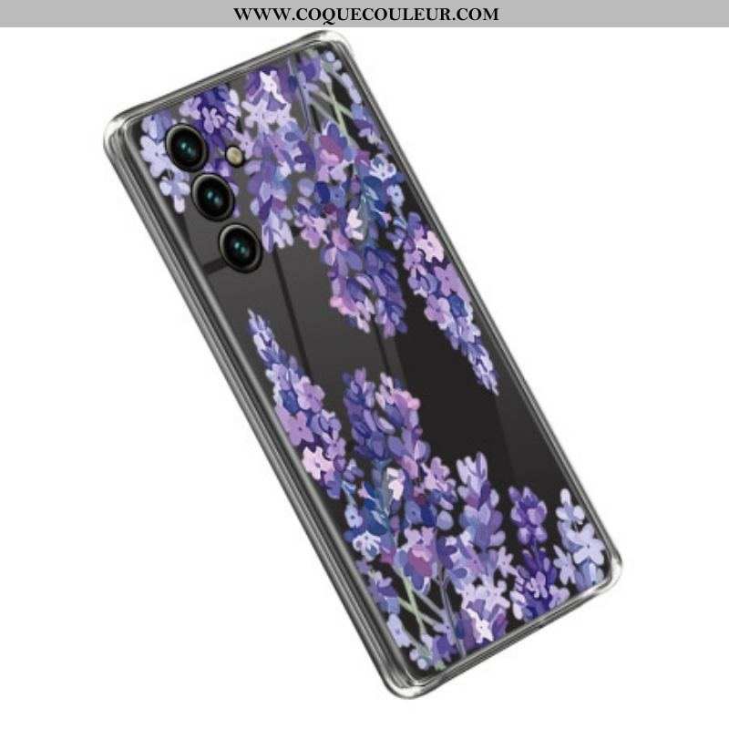 Coque Samsung Galaxy A14 5G / A14 Transparente Fleurs Violettes