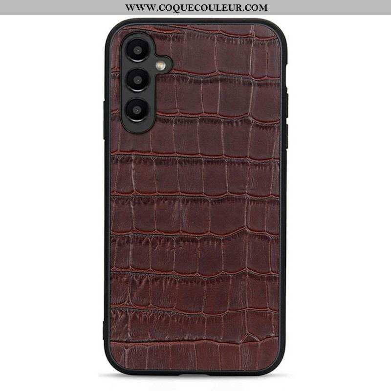 Coque Samsung Galaxy A14 5G / A14 Véritable Cuir Style Crocodile