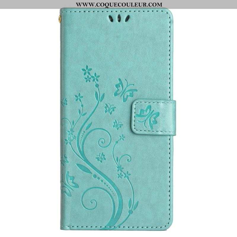 Housse Samsung Galaxy A14 5G / A14 Florale à Lanière