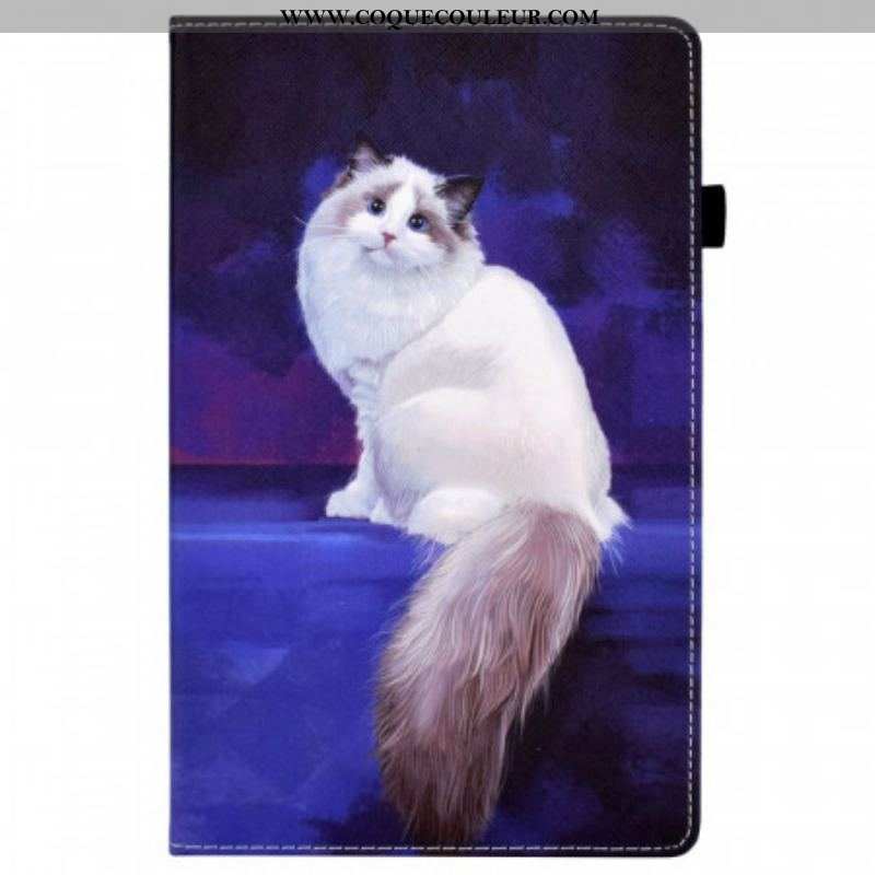 Housse Samsung Galaxy Tab A8 (2021) Chat Blanc