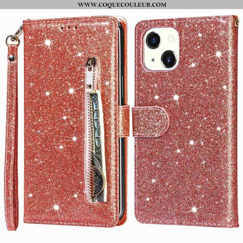 Housse iPhone 14 Plus Porte-Monnaie Paillettes