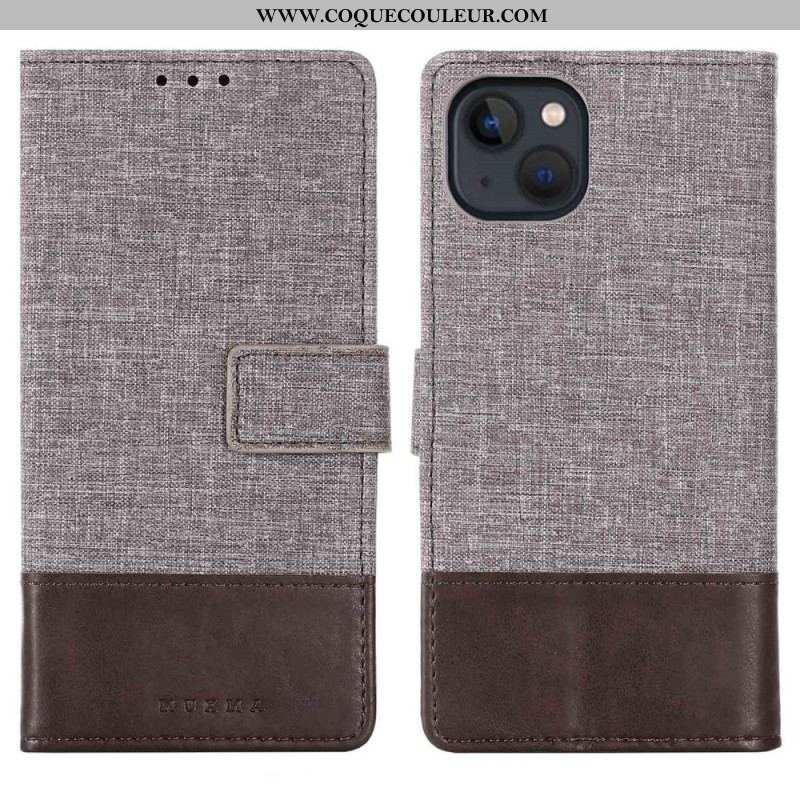 Housse iPhone 14 Plus Tissu et Effet Cuir MUXMA