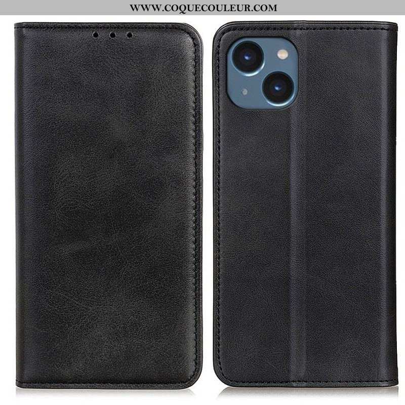 Flip Cover iPhone 14 Plus Cuir Fendu Mat