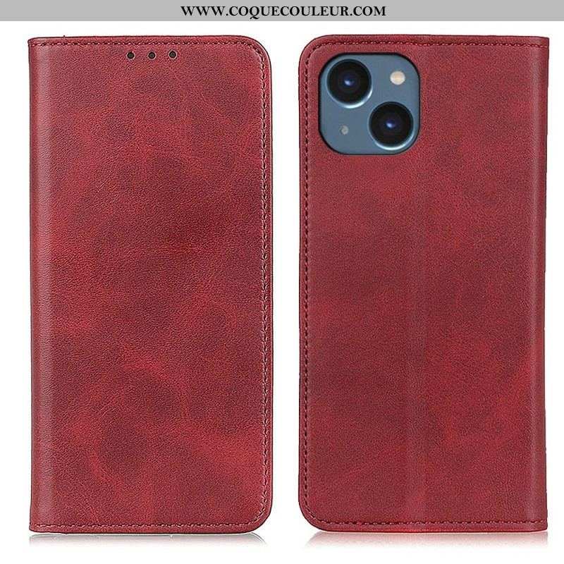 Flip Cover iPhone 14 Plus Cuir Fendu Mat