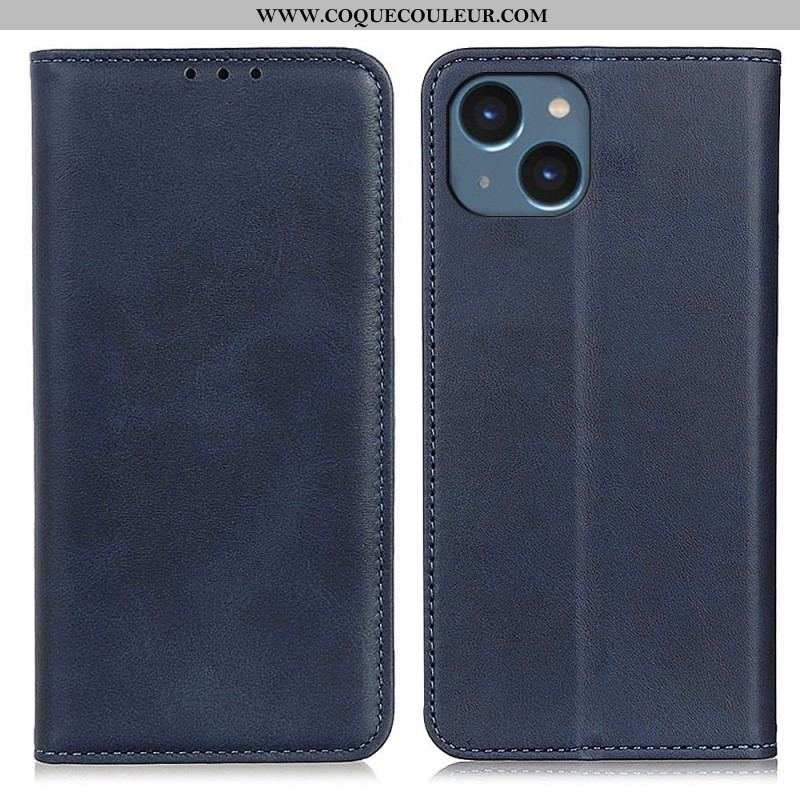 Flip Cover iPhone 14 Plus Cuir Fendu Mat